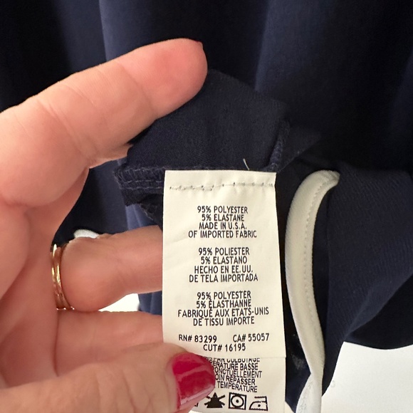 NIK AND NASH WOMEN'S NAVY WITH WHITE PIPING CAP SLEEVE DRESS XL - Picture 6 of 8